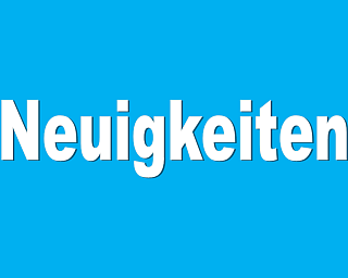 Text mit dem Wort &#039;Neuigkeiten&#039; auf blauem Hintergrund.